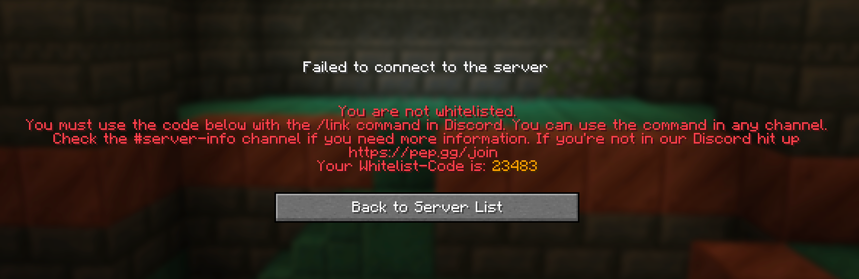 Server whitelist message